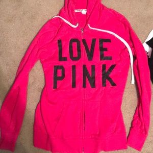 Pink VS long zip up sweatshirt